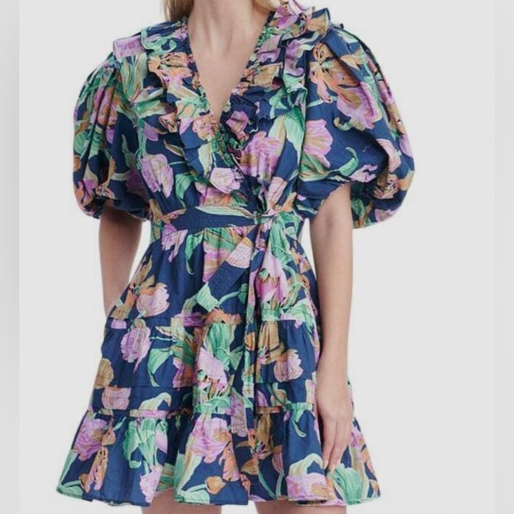 REMY MINI WRAP DRESS - floral. Ruffles. Worn once.